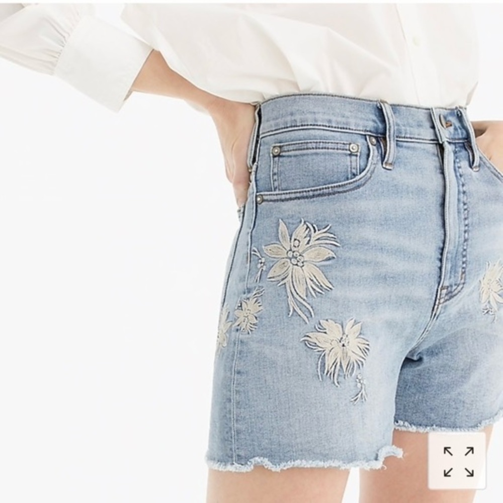 Point Sur J Crew Embroidered High-Rise Shorts Denim size 28‎